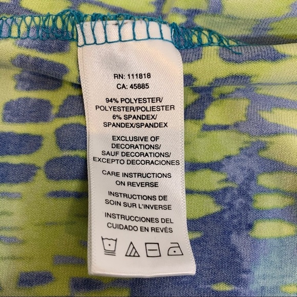 Michael Kors Twist Front Blue Green Pattern Top Size Large - Picture 7 of 7